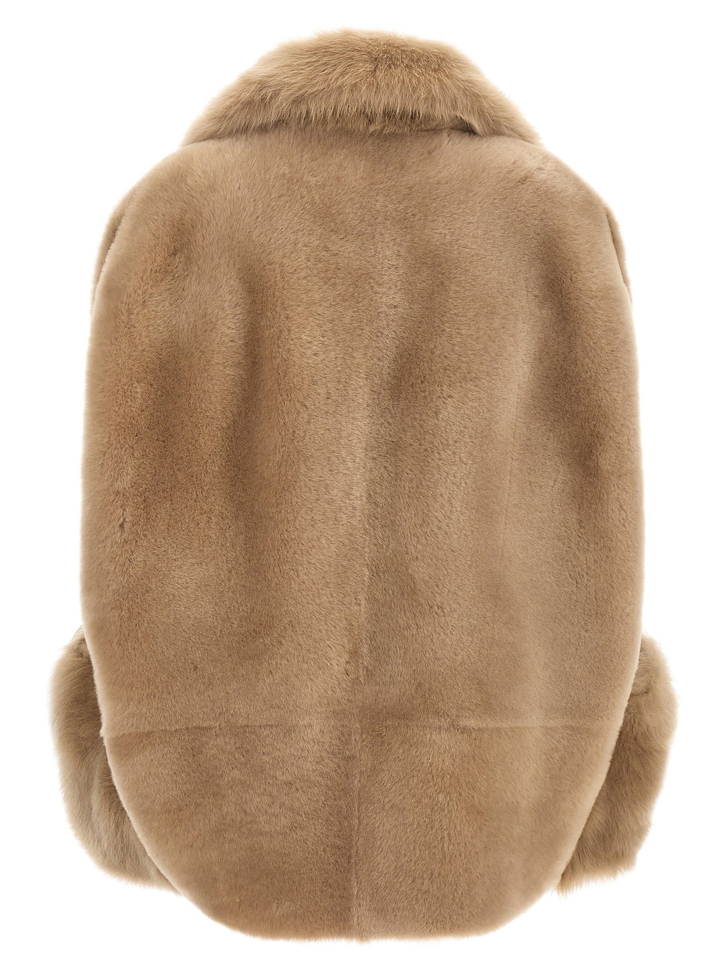 Vest by BLANCHA for women in lamb shearling beige & hazelnut features a chic silhouette, expertly detailed with a refined and premium pockets for a truly chic look.