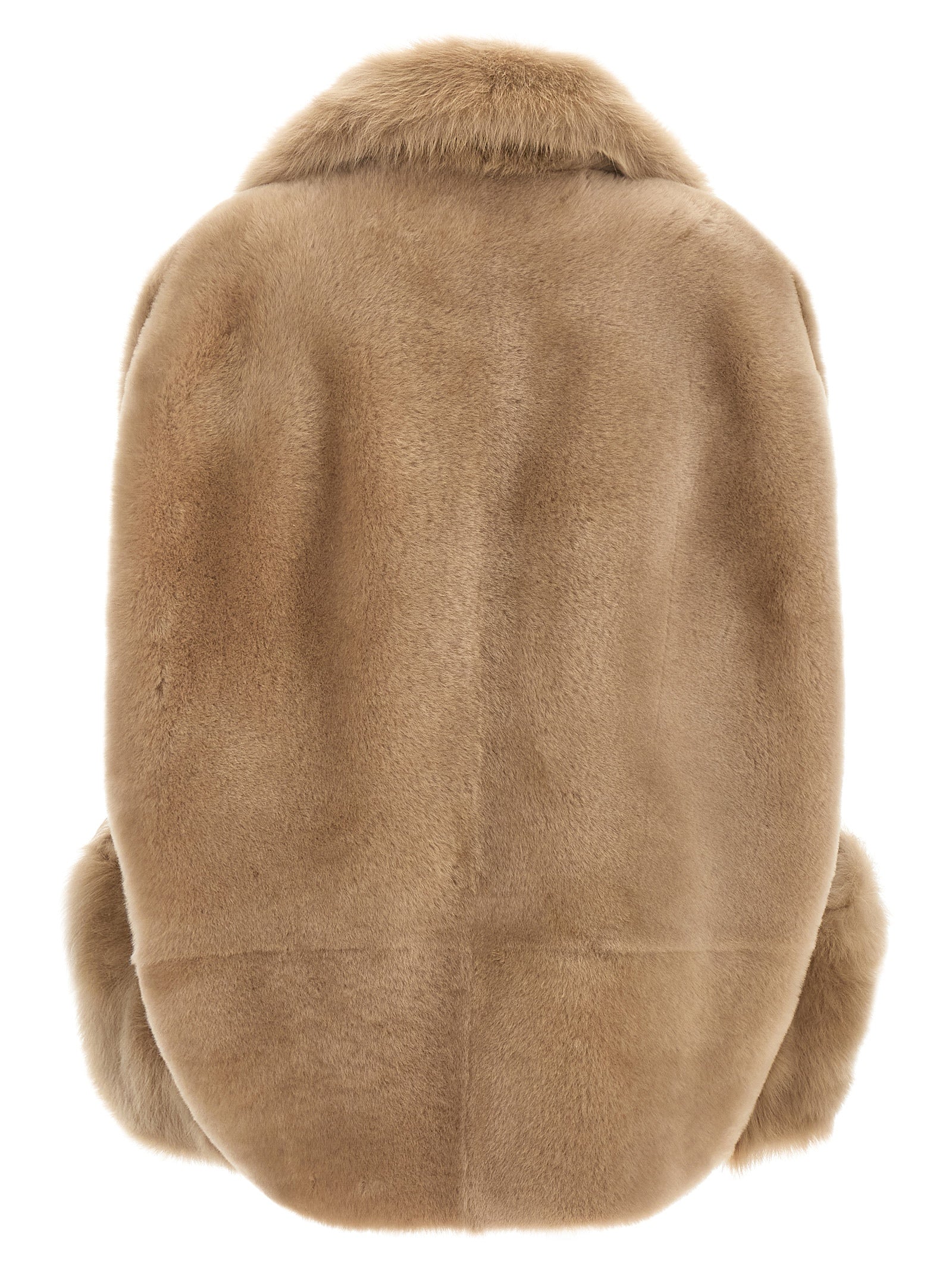 Vest by BLANCHA for women in lamb shearling beige & hazelnut features a chic silhouette, expertly detailed with a refined and premium pockets for a truly chic look.