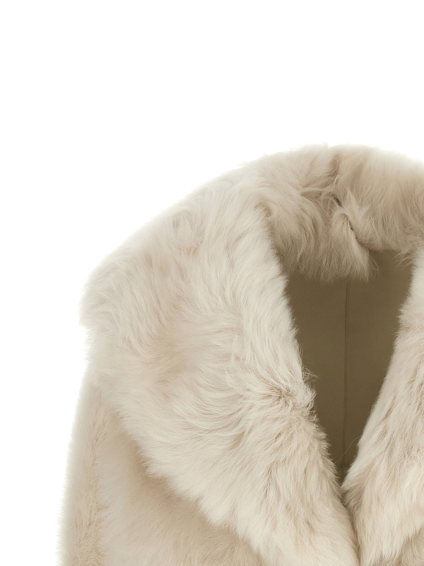 Overcoat by BLANCHA for women in leather & lamb shearling white showcases a enveloping silhouette, detailed with distinctive and a enveloping shawl-collar neckline.