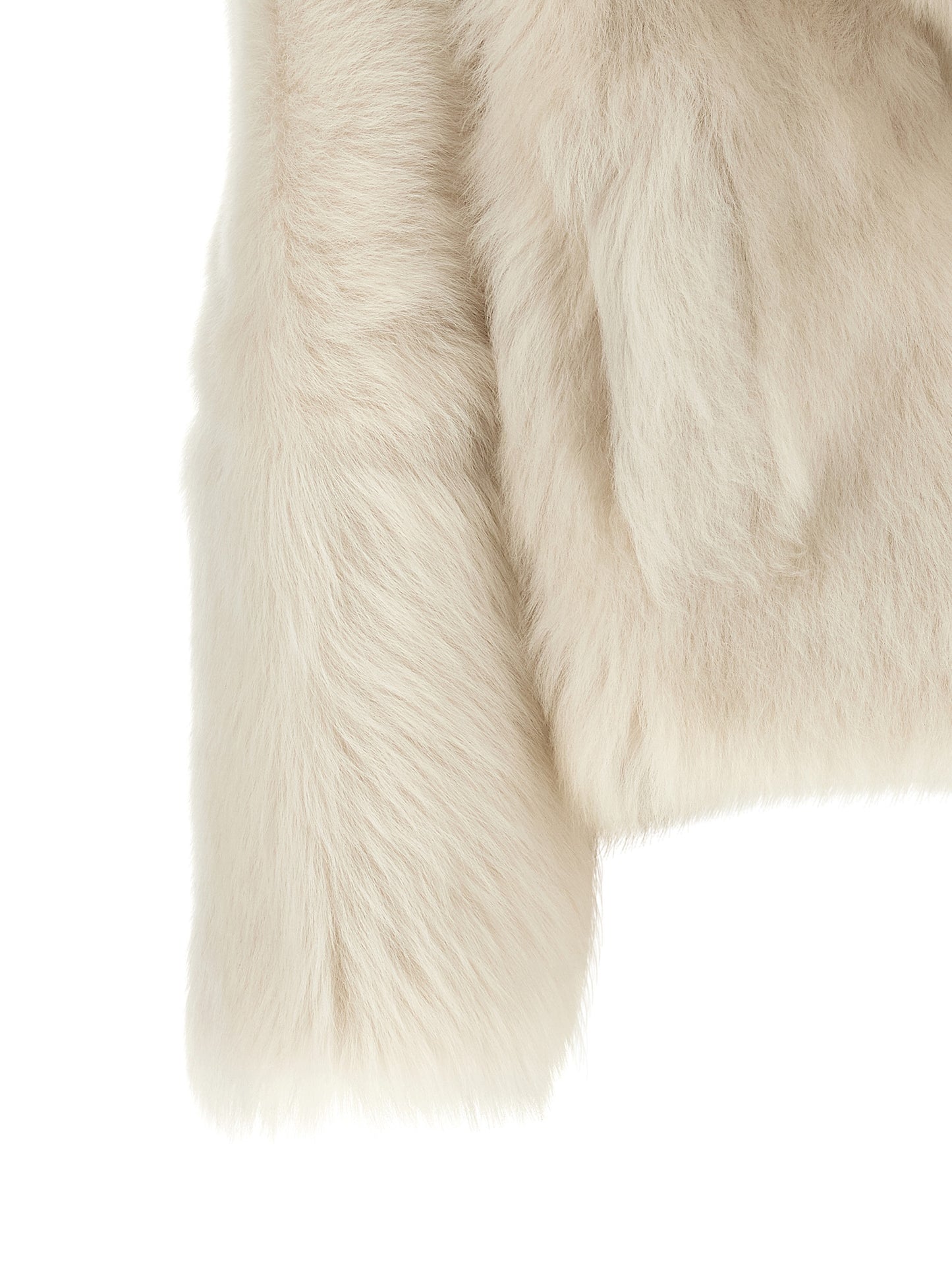 Overcoat by BLANCHA for women in leather & lamb shearling white features an satoral silhouette, showcasing a sophisticated and satoral for a premium, timeless look.