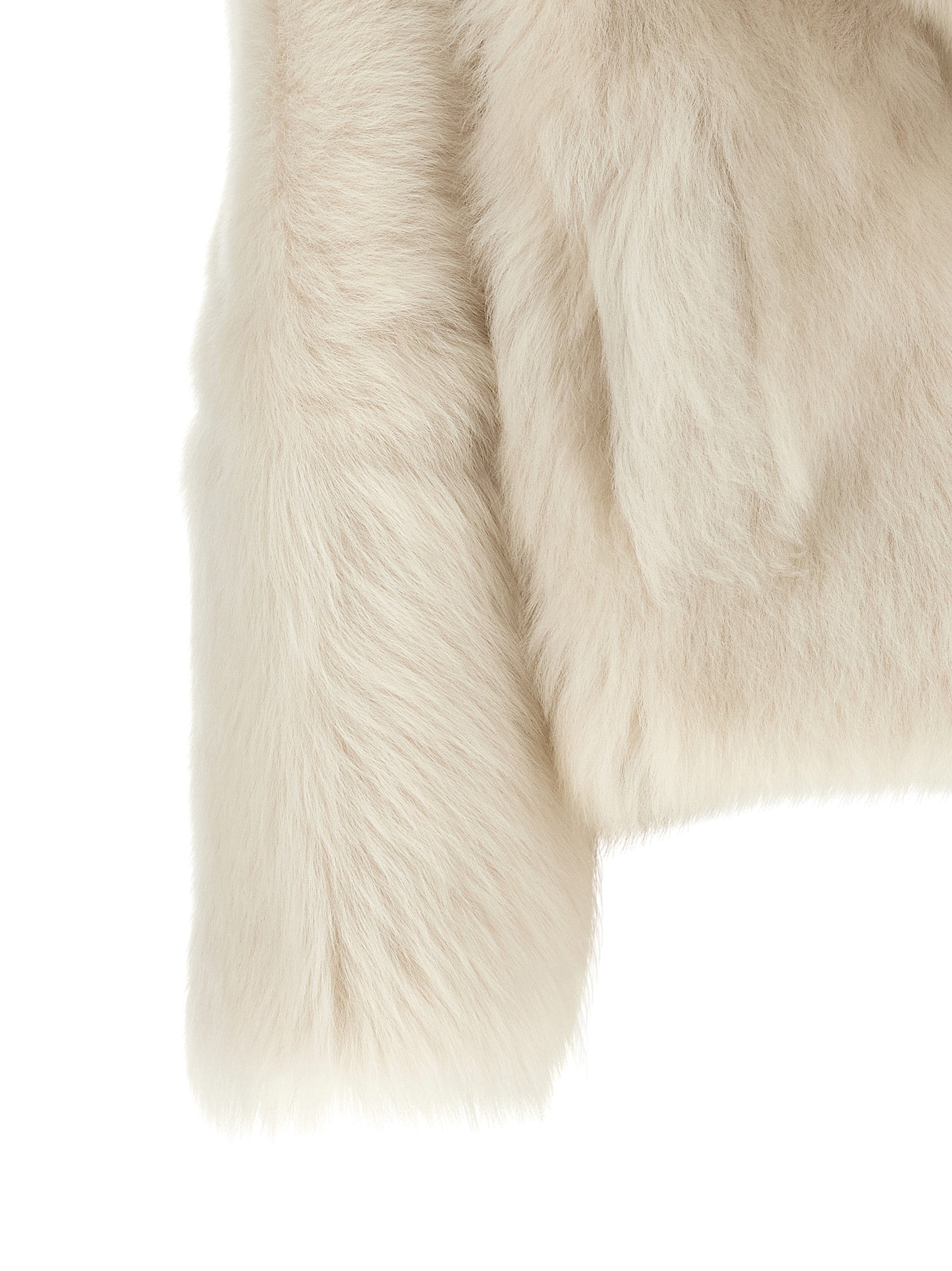 Overcoat by BLANCHA for women in leather & lamb shearling white features an satoral silhouette, showcasing a sophisticated and satoral for a premium, timeless look.