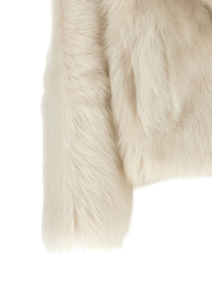 Overcoat by BLANCHA for women in leather & lamb shearling white features an satoral silhouette, showcasing a sophisticated and satoral for a premium, timeless look.