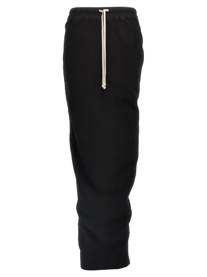 Skirt by DRKSHDW for women in organic cotton black features a captivating silhouette, showcasing the captivating Women's Organic Cotton Skirt design with a sophisticated maxi mini for a captivating look.