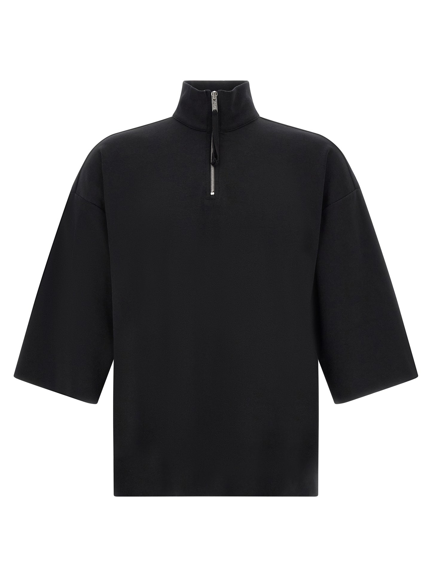Sweatshirt by Thom Krom for men in organic cotton black & silver features an enviable silhouette, showcasing a premium and refined high-neck neckline for a truly enviable finish.