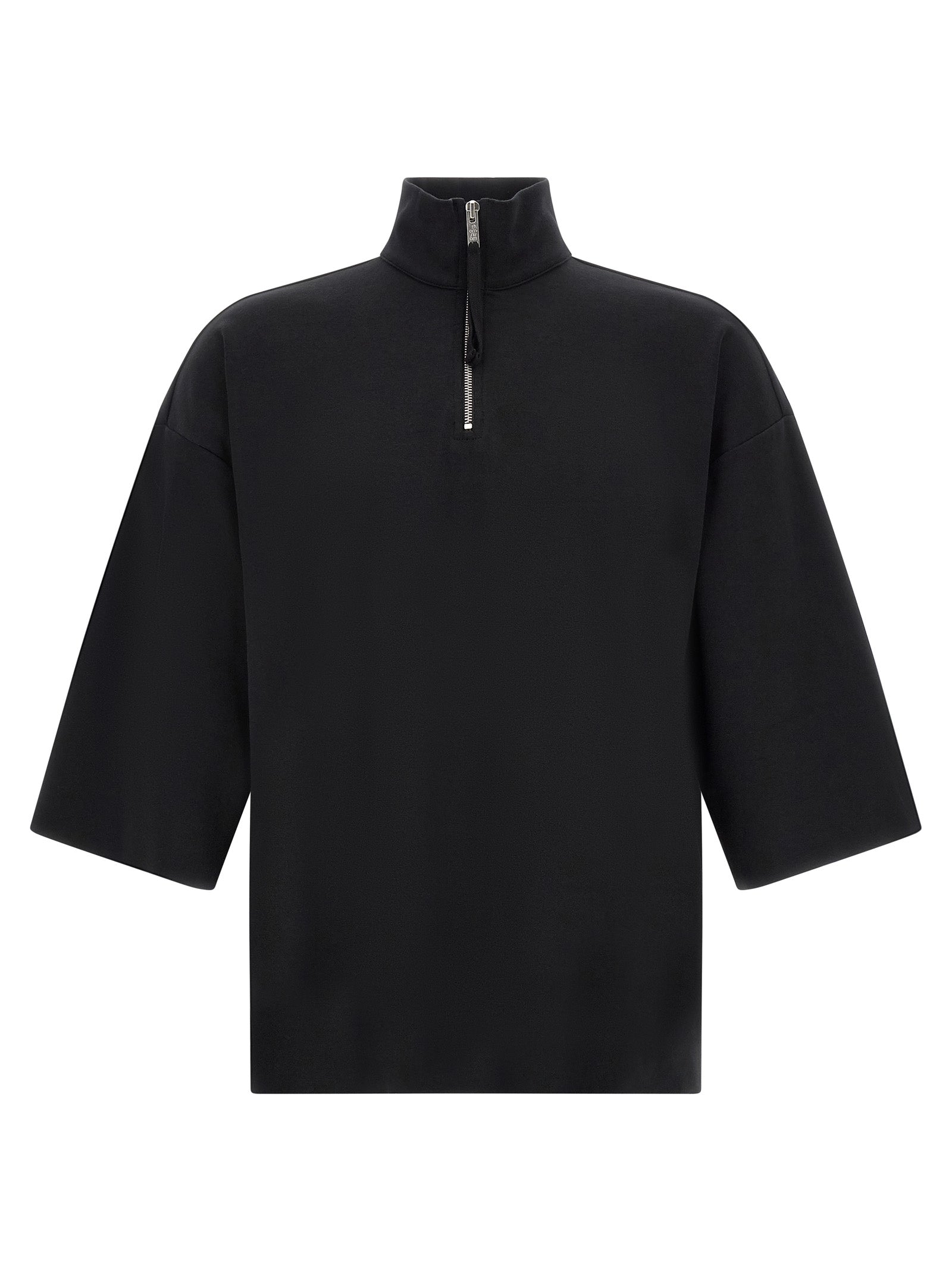 Sweatshirt by Thom Krom for men in organic cotton black & silver features an enviable silhouette, showcasing a premium and refined high-neck neckline for a truly enviable finish.