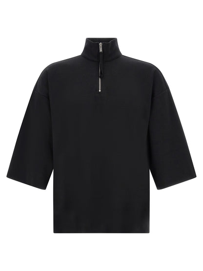 Sweatshirt by Thom Krom for men in organic cotton black & silver features an enviable silhouette, showcasing a premium and refined high-neck neckline for a truly enviable finish.