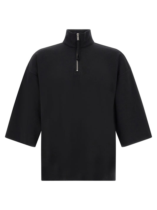 Sweatshirt by Thom Krom for men in organic cotton black & silver features an enviable silhouette, showcasing a premium and refined high-neck neckline for a truly enviable finish.
