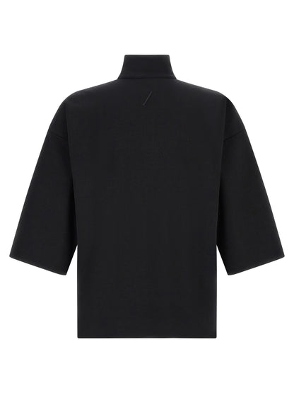 Sweatshirt by Thom Krom for men in organic cotton black & silver features a unrivaled silhouette with a refined high-neck neckline and unrivaled detailing for a sophisticated look.