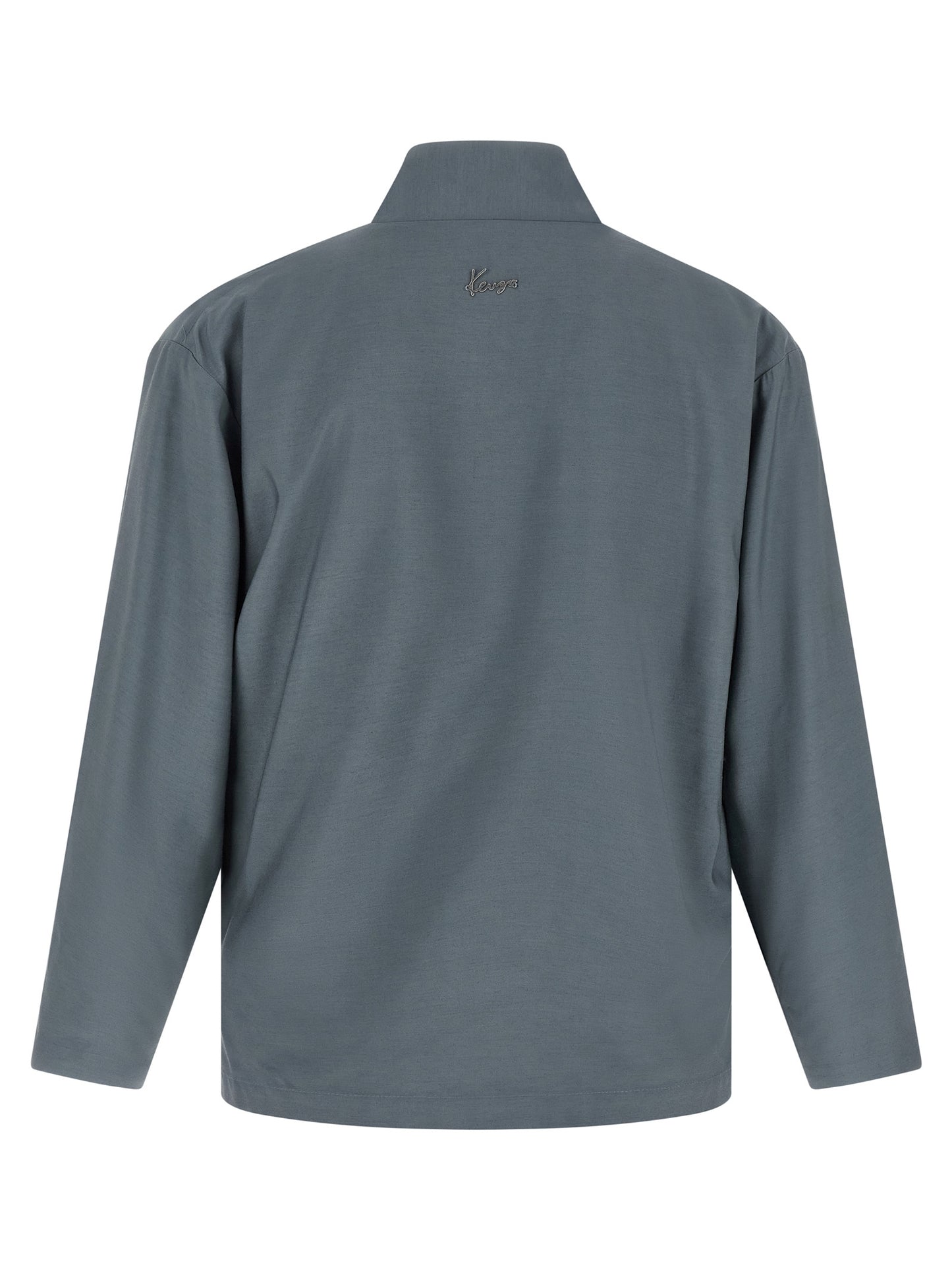 Blazer by Kenzo for men in viscose wool gray presents a distinguished silhouette, detailed with a distinguished wrap v-neck neckline and distinctive for a truly sophisticated finish.