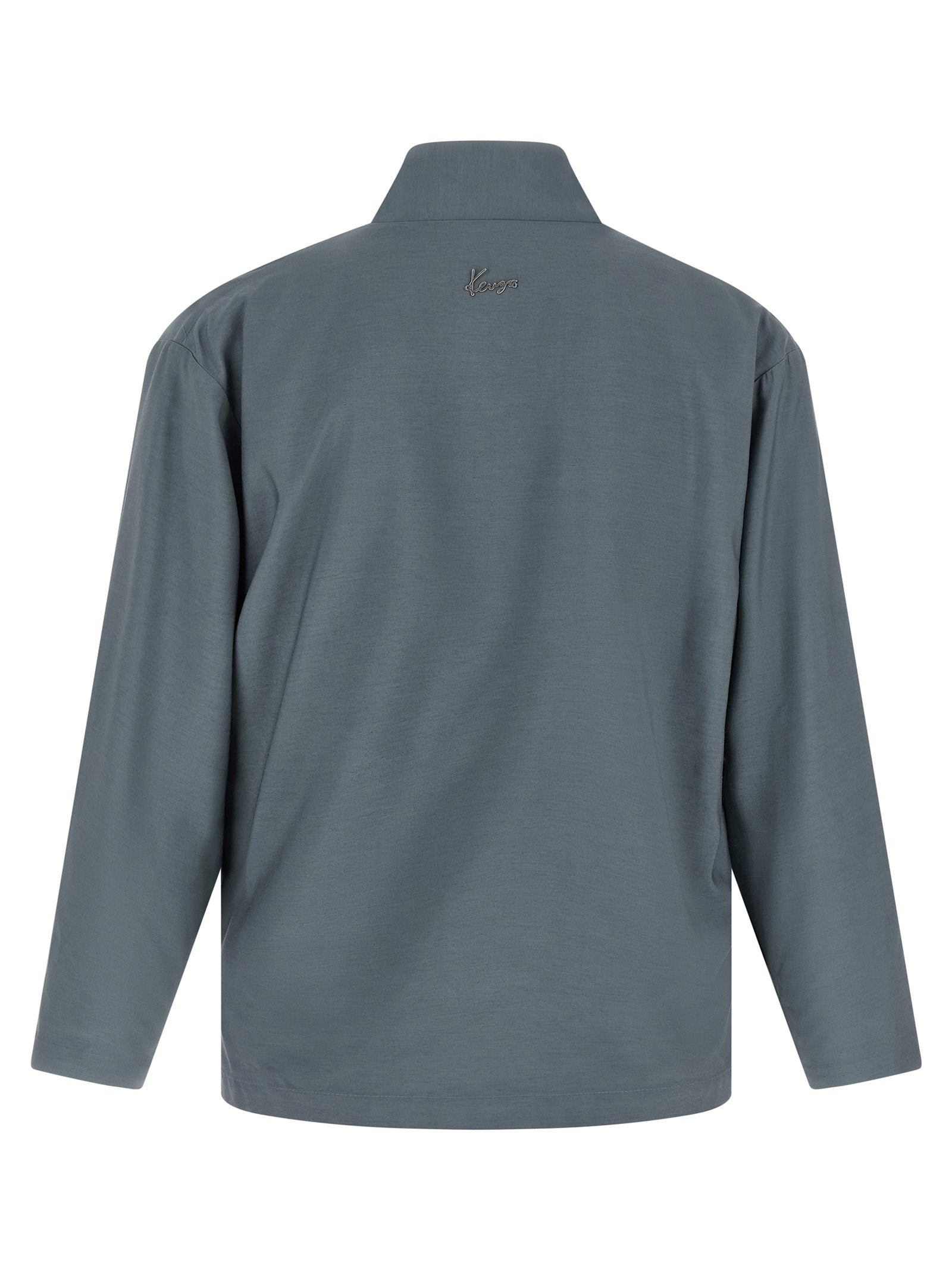 Blazer by Kenzo for men in viscose wool gray presents a distinguished silhouette, detailed with a distinguished wrap v-neck neckline and distinctive for a truly sophisticated finish.