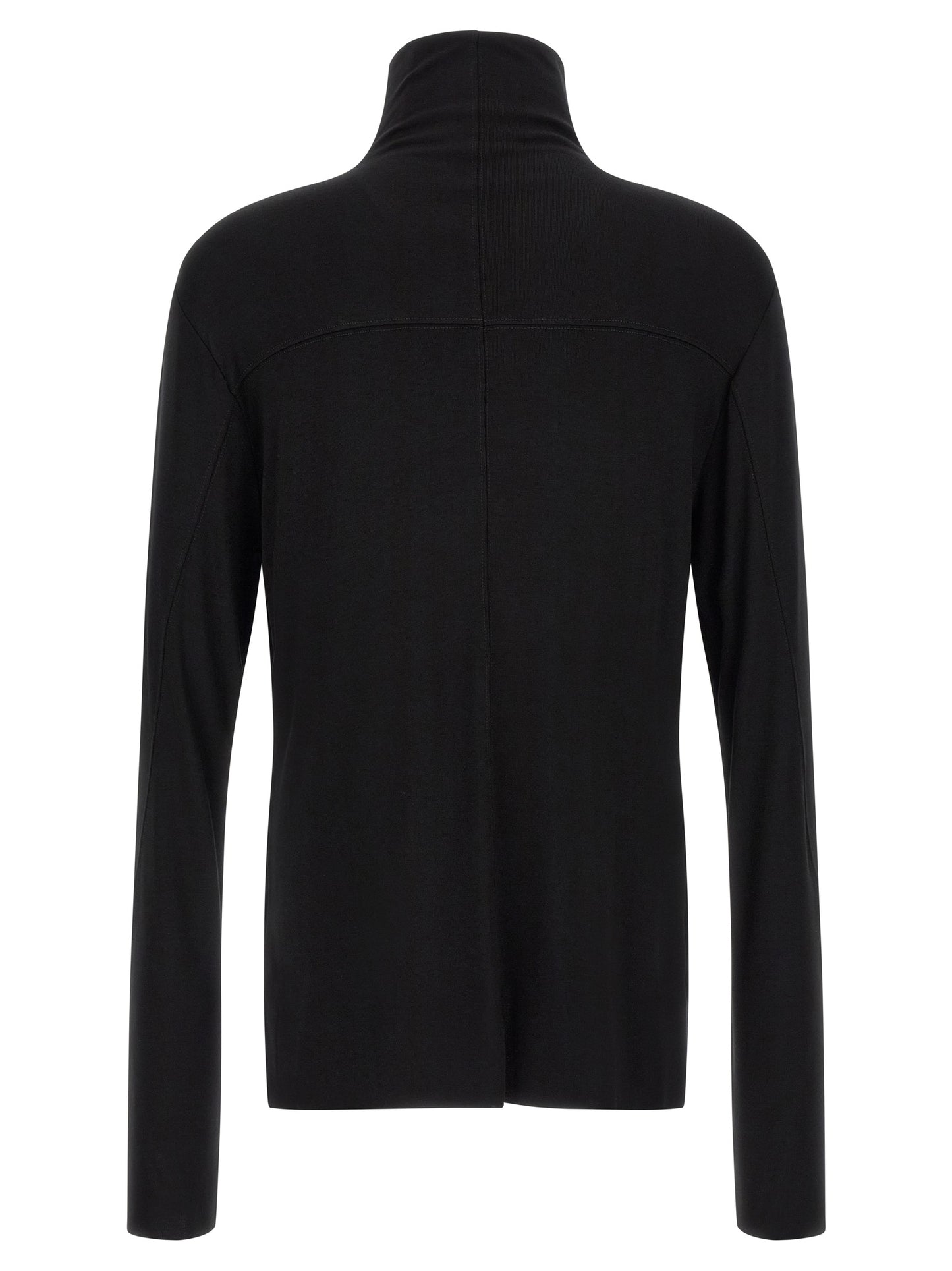 Cardigan by Thom Krom for men in viscose black & patterned showcases a luxurious silhouette, meticulously detailed with a sophisticated turtle high-neck neckline and for a refined finish.
