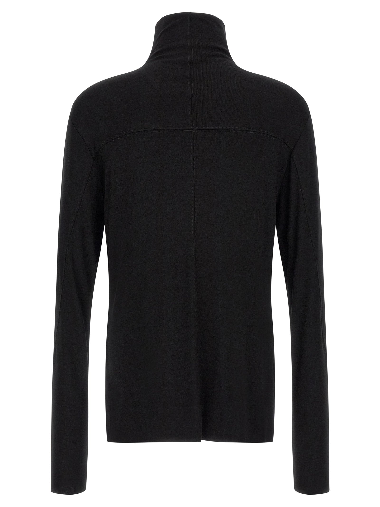 Cardigan by Thom Krom for men in viscose black & patterned showcases a luxurious silhouette, meticulously detailed with a sophisticated turtle high-neck neckline and for a refined finish.