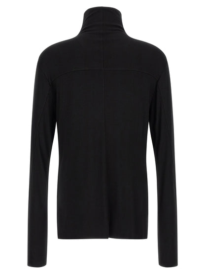 Cardigan by Thom Krom for men in viscose black & patterned showcases a luxurious silhouette, meticulously detailed with a sophisticated turtle high-neck neckline and for a refined finish.