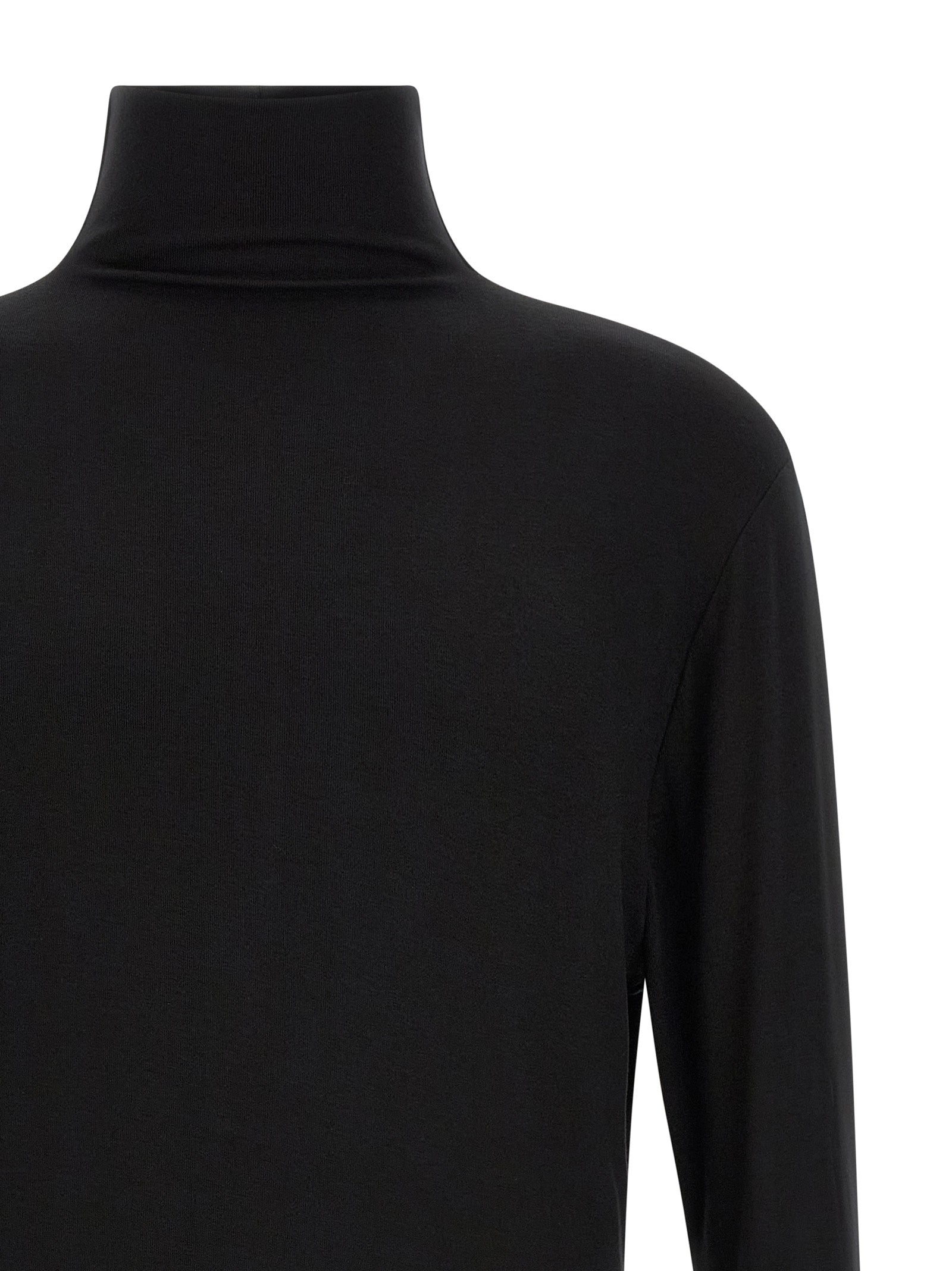 Cardigan by Thom Krom for men in viscose black & patterned features a nuanced silhouette with a refined turtle high-neck neckline and nuanced detailing for a sophisticated look.