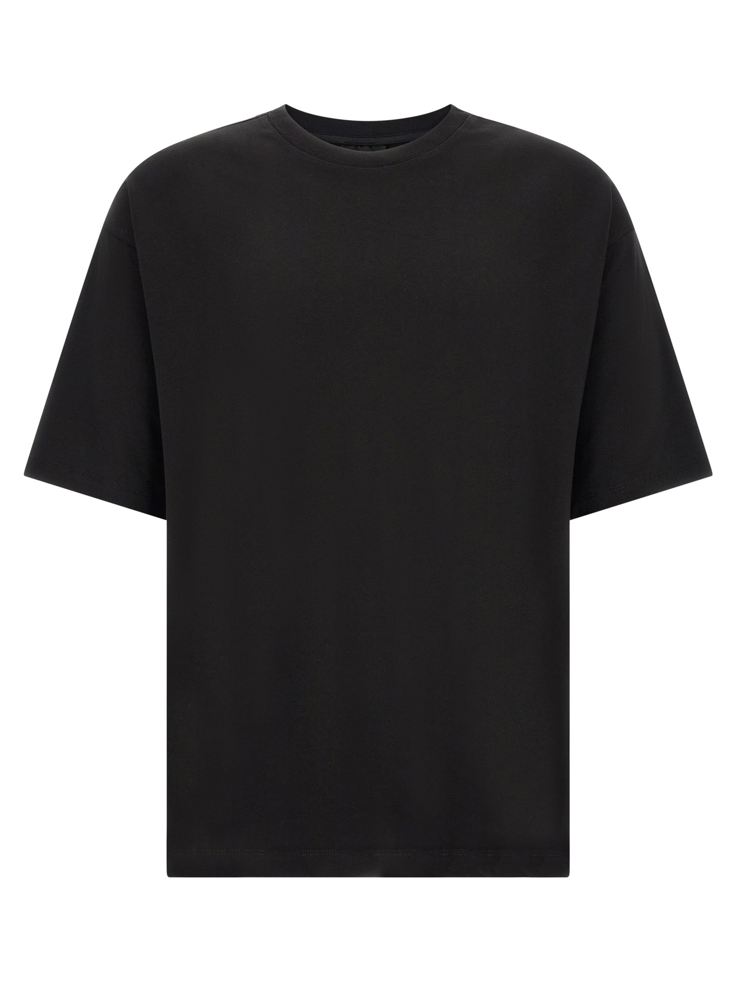 T-Shirt by Thom Krom for men in modal & cotton black & signature showcases a chic silhouette, artfully detailed with a chic crew neckline and short-sleeve for a chic finish.
