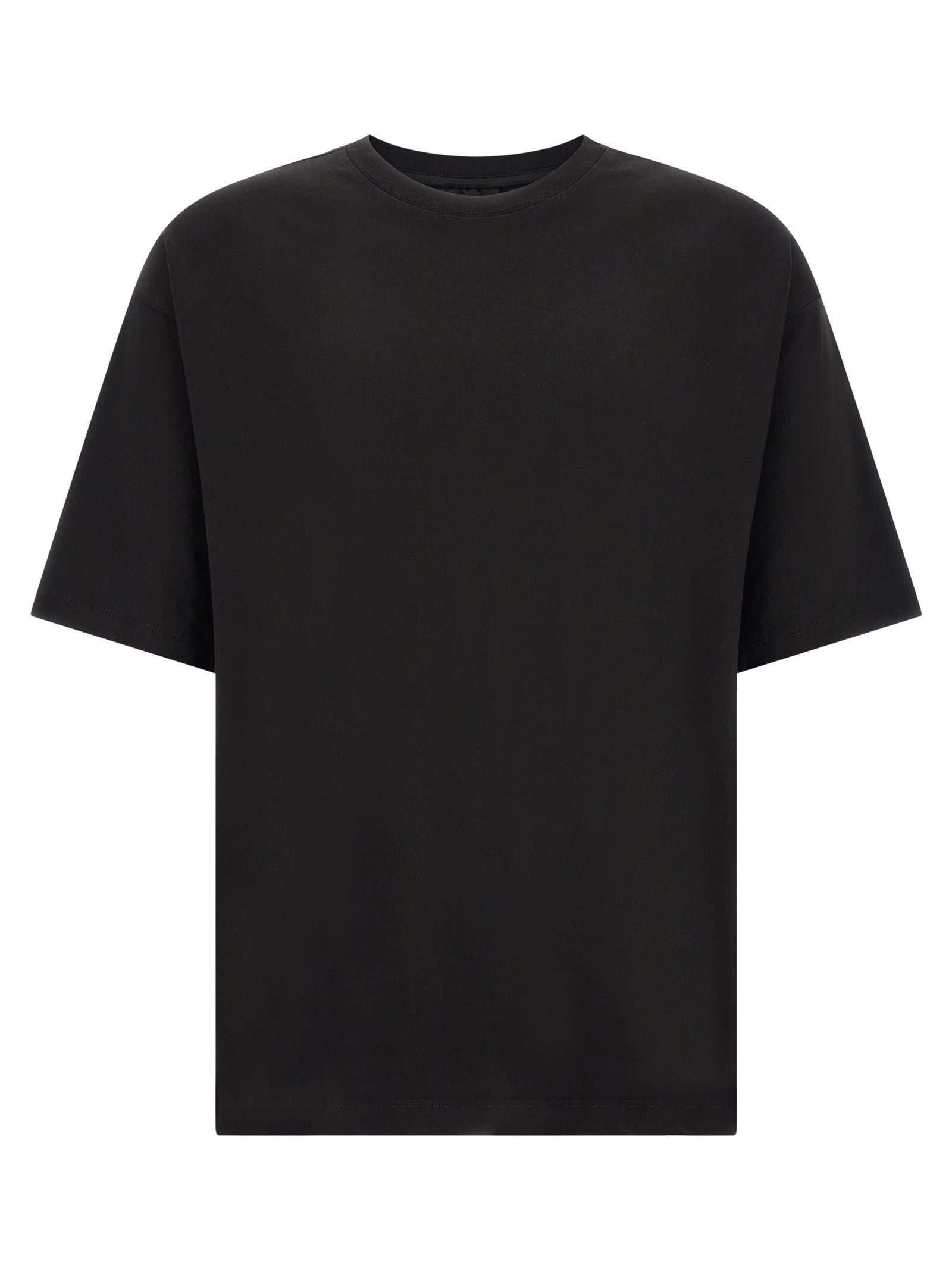 T-Shirt by Thom Krom for men in modal & cotton black & signature showcases a chic silhouette, artfully detailed with a chic crew neckline and short-sleeve for a chic finish.