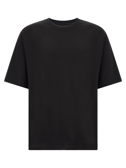 T-Shirt by Thom Krom for men in modal & cotton black & signature showcases a chic silhouette, artfully detailed with a chic crew neckline and short-sleeve for a chic finish.