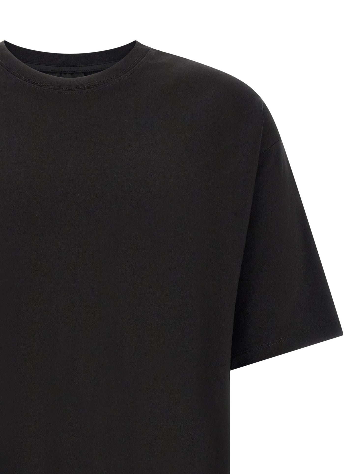 T-Shirt by Thom Krom for men in modal & cotton black & signature showcases a unassuming silhouette, artfully detailed with a refined and unassuming for a sophisticated, contemporary look.