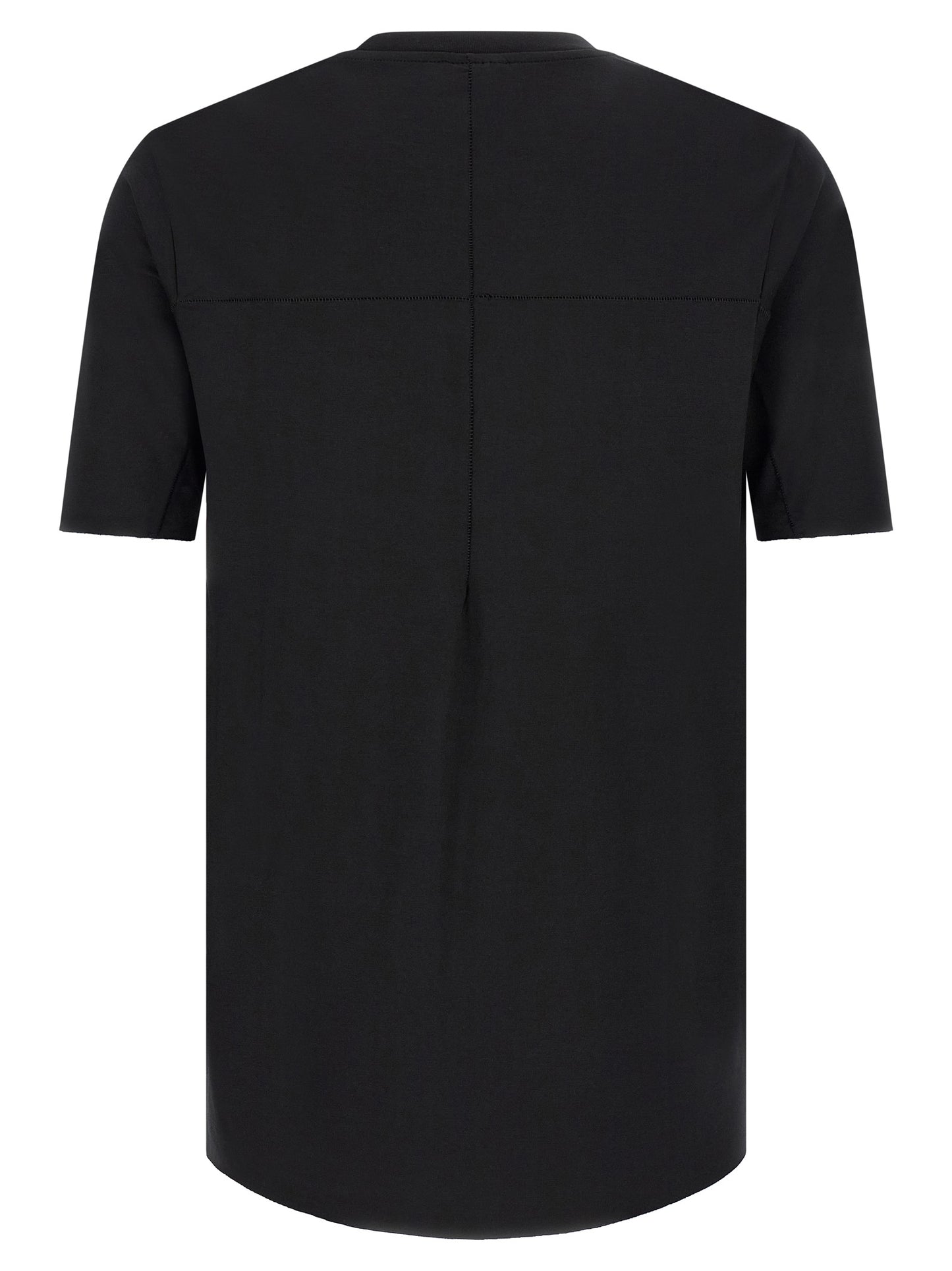 T-Shirt by Thom Krom for men in viscose black showcases a fashionable silhouette, elegantly detailed with a fashionable and crew neckline for a sophisticated, high-fashion look.