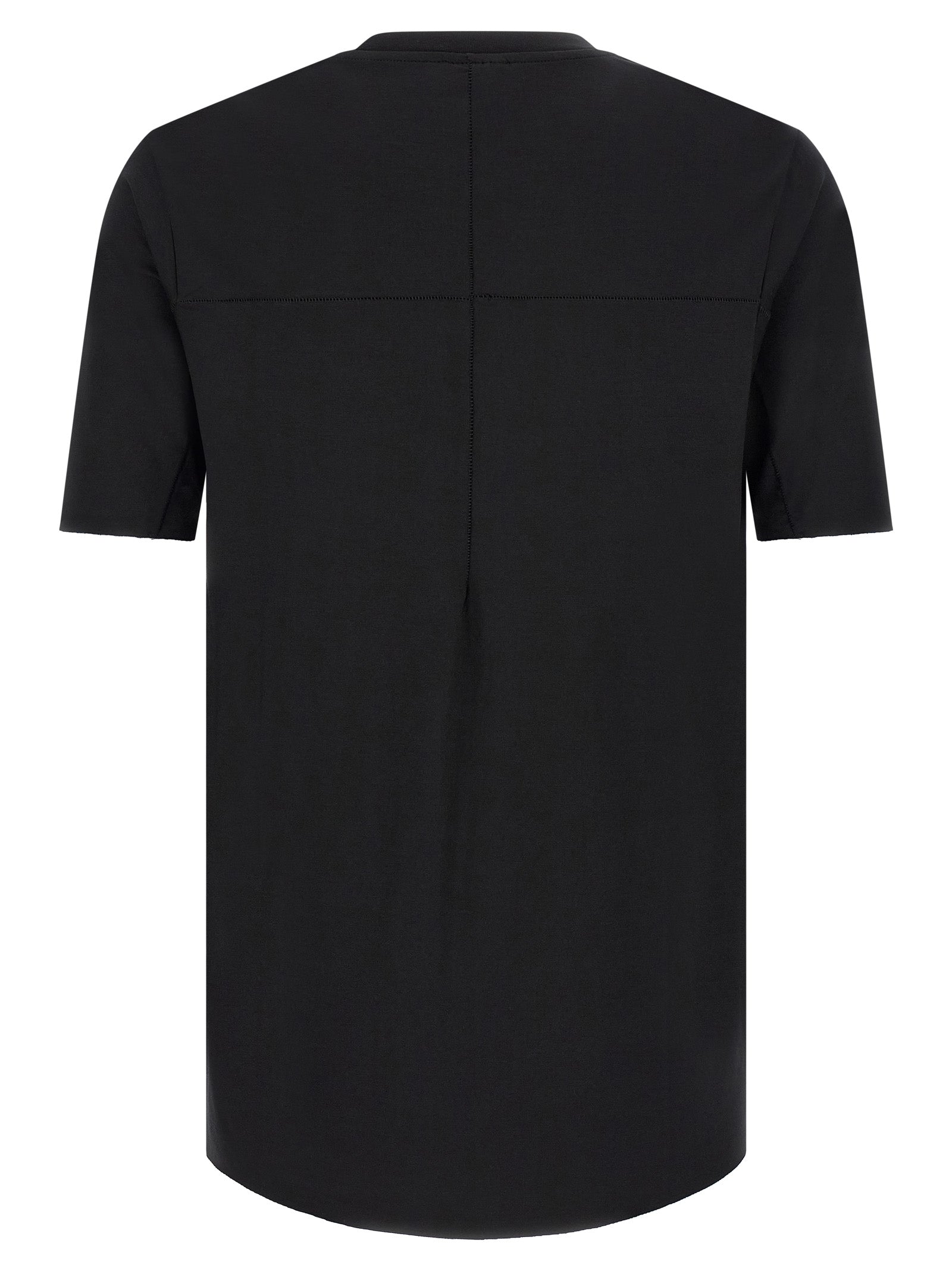 T-Shirt by Thom Krom for men in viscose black showcases a fashionable silhouette, elegantly detailed with a fashionable and crew neckline for a sophisticated, high-fashion look.