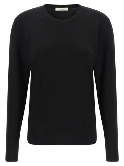 Cardigan by Lemaire for women in cotton black features an crisp silhouette, showcasing a sophisticated crew neckline and long-sleeve detail for a truly crisp finish.