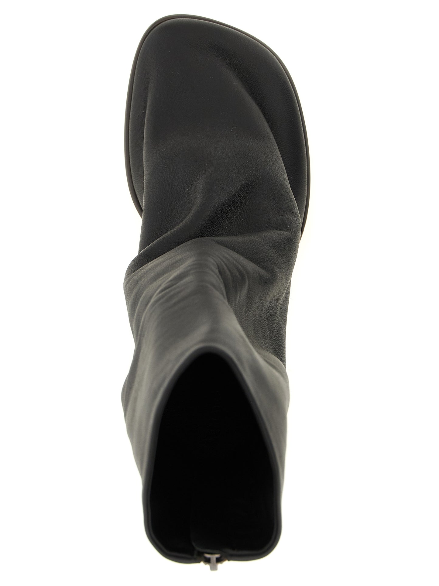Ankle Boots by Lemaire for women in lambskin leather brown, gold & natural showcases a ergonomic silhouette from the Women's Lambskin Leather Ankle Boots collection, featuring a ergonomic block-heel and a ergonomic .