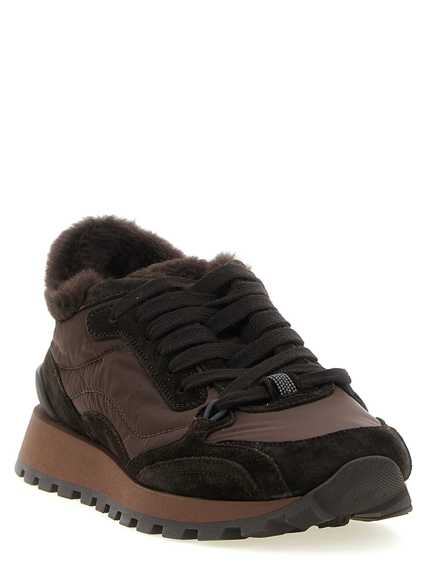 Athletic Sneakers by Brunello Cucinelli for women in tu & suede calfskin leather black & signature features an timeless silhouette from the Monile Play Women's Athletic TU & Suede Calfskin Leather Sneakers collection, showcasing a timeless athletic style for a timeless look.