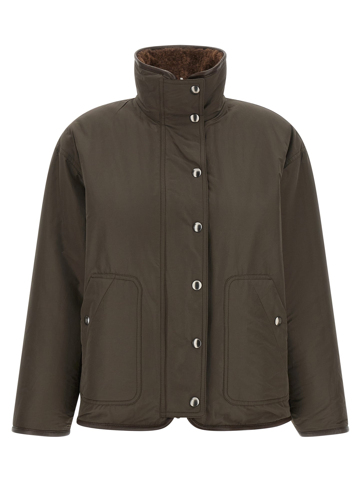 Brunello Cucinelli Fuzzy Women's Reversible Biker Lamb Leather & Fur Jacket - Brown