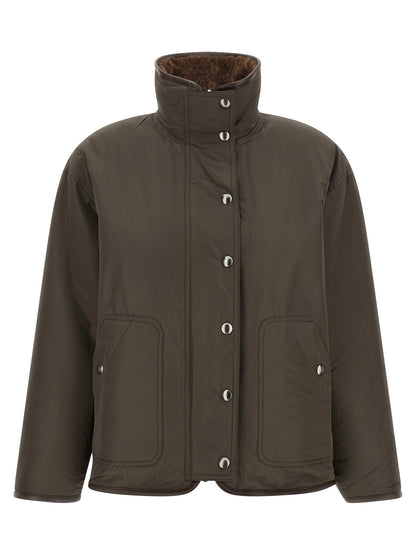 Brunello Cucinelli Fuzzy Women's Reversible Biker Lamb Leather & Fur Jacket - Brown