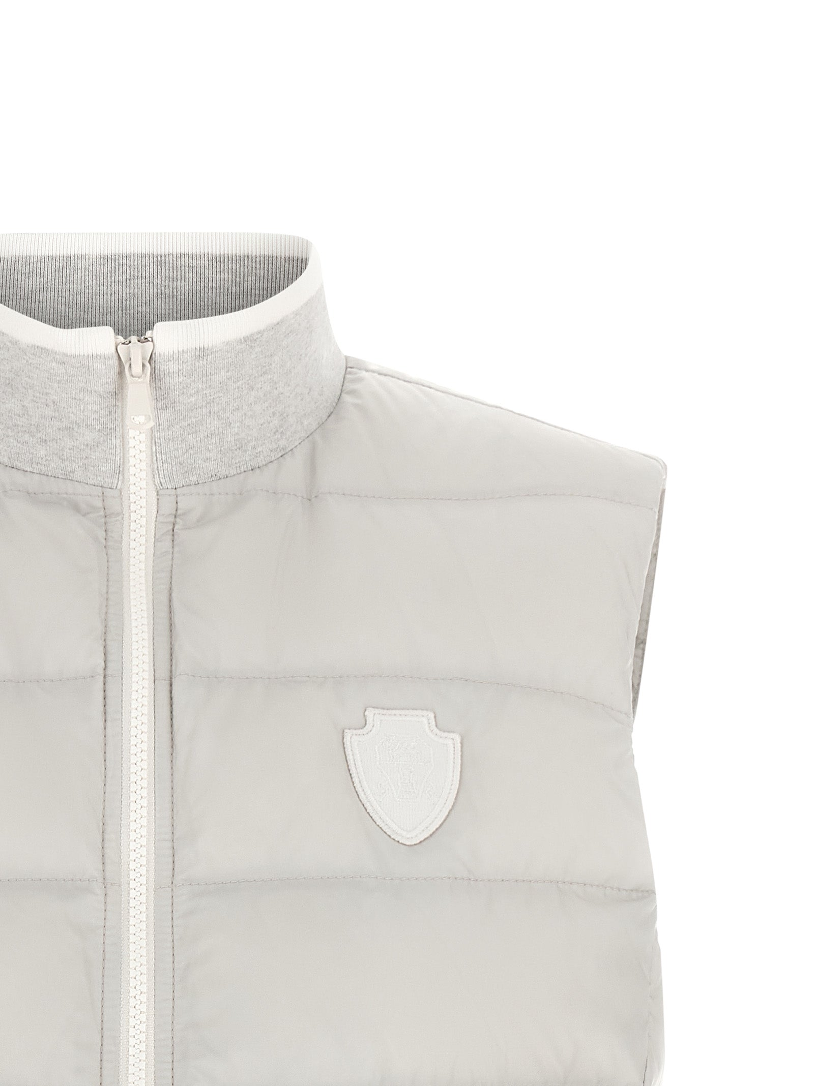 Vest by Brunello Cucinelli for women in polyester gray, light-grey & signature features an on trend silhouette, showcasing a sophisticated high-neck neckline and premium pockets & insulated for a truly on trend finish.