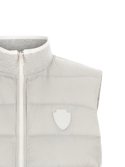 Vest by Brunello Cucinelli for women in polyester gray, light-grey & signature features an on trend silhouette, showcasing a sophisticated high-neck neckline and premium pockets & insulated for a truly on trend finish.