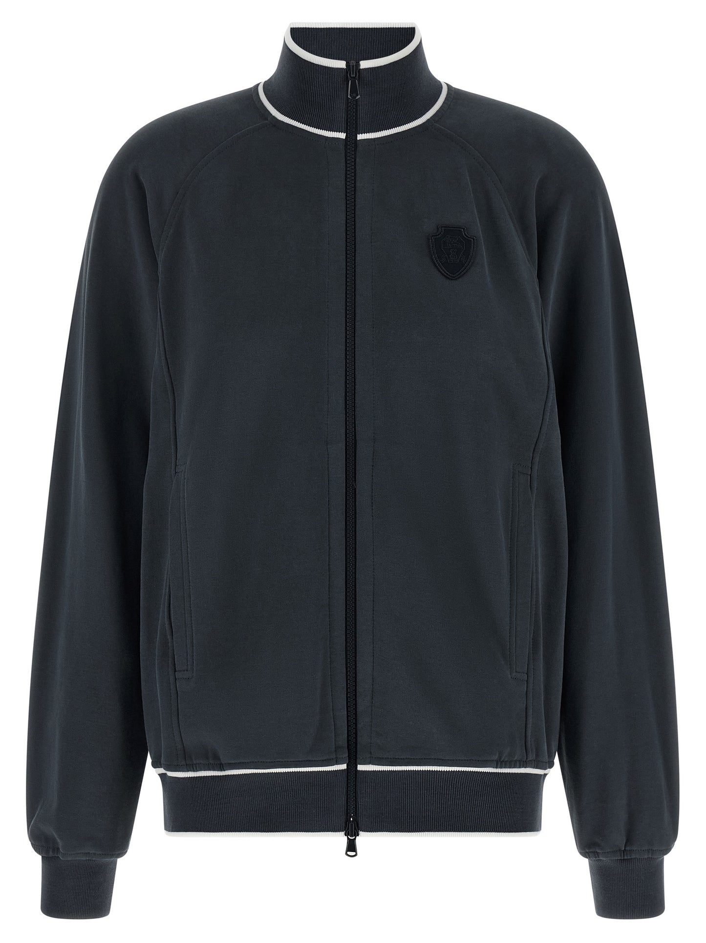 Activewear Sweatshirt by Brunello Cucinelli for women in cotton dark-blue & signature showcases a versatile silhouette, artfully detailed with a versatile and for a versatile finish with .