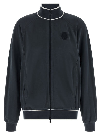 Activewear Sweatshirt by Brunello Cucinelli for women in cotton dark-blue & signature showcases a versatile silhouette, artfully detailed with a versatile and for a versatile finish with .
