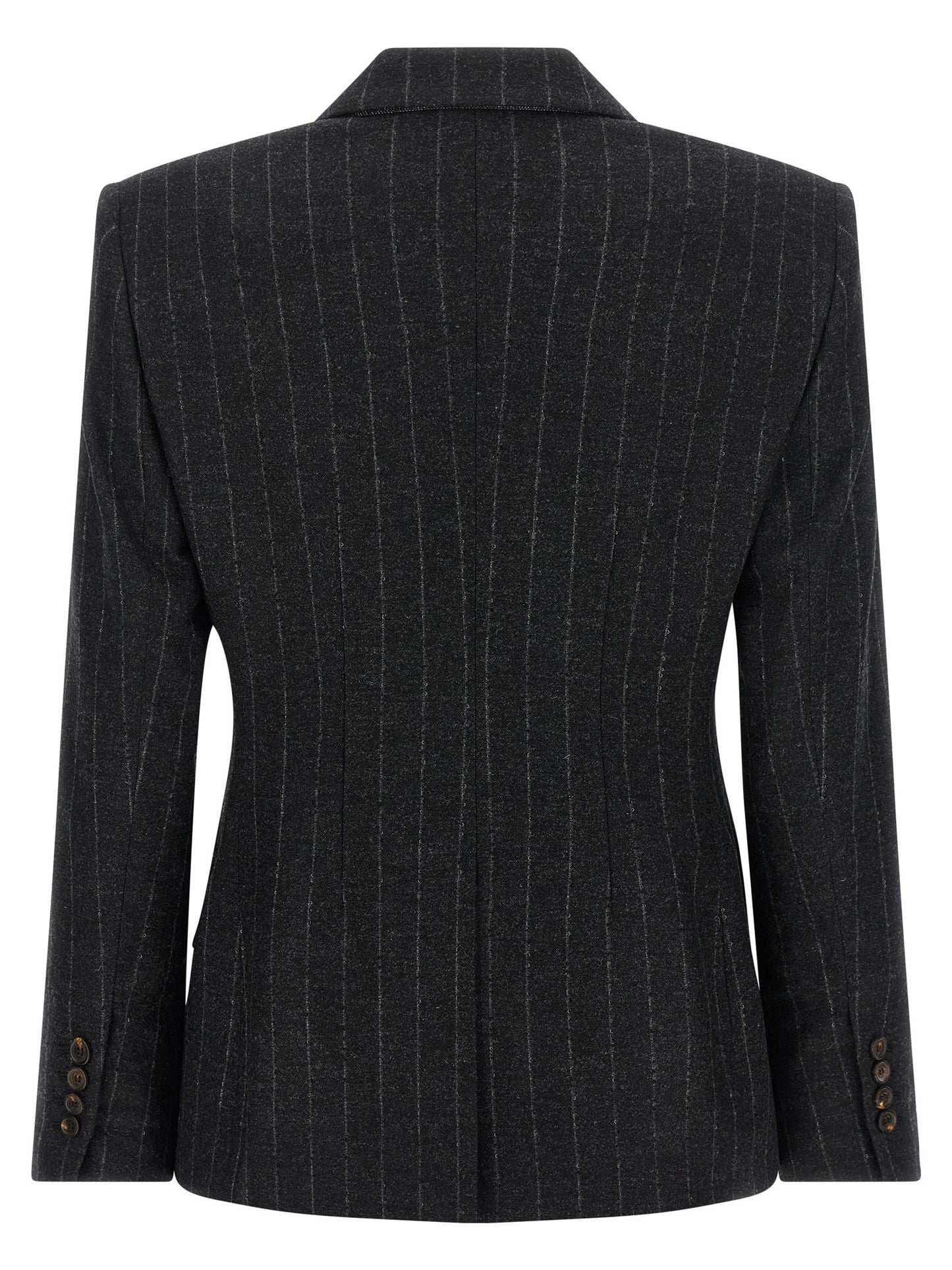 Blazer by Brunello Cucinelli for women in virgin wool cashmere gray, horn, patterned & pinstripe features an stylish silhouette, showcasing a sophisticated and stylish for a truly stylish finish.