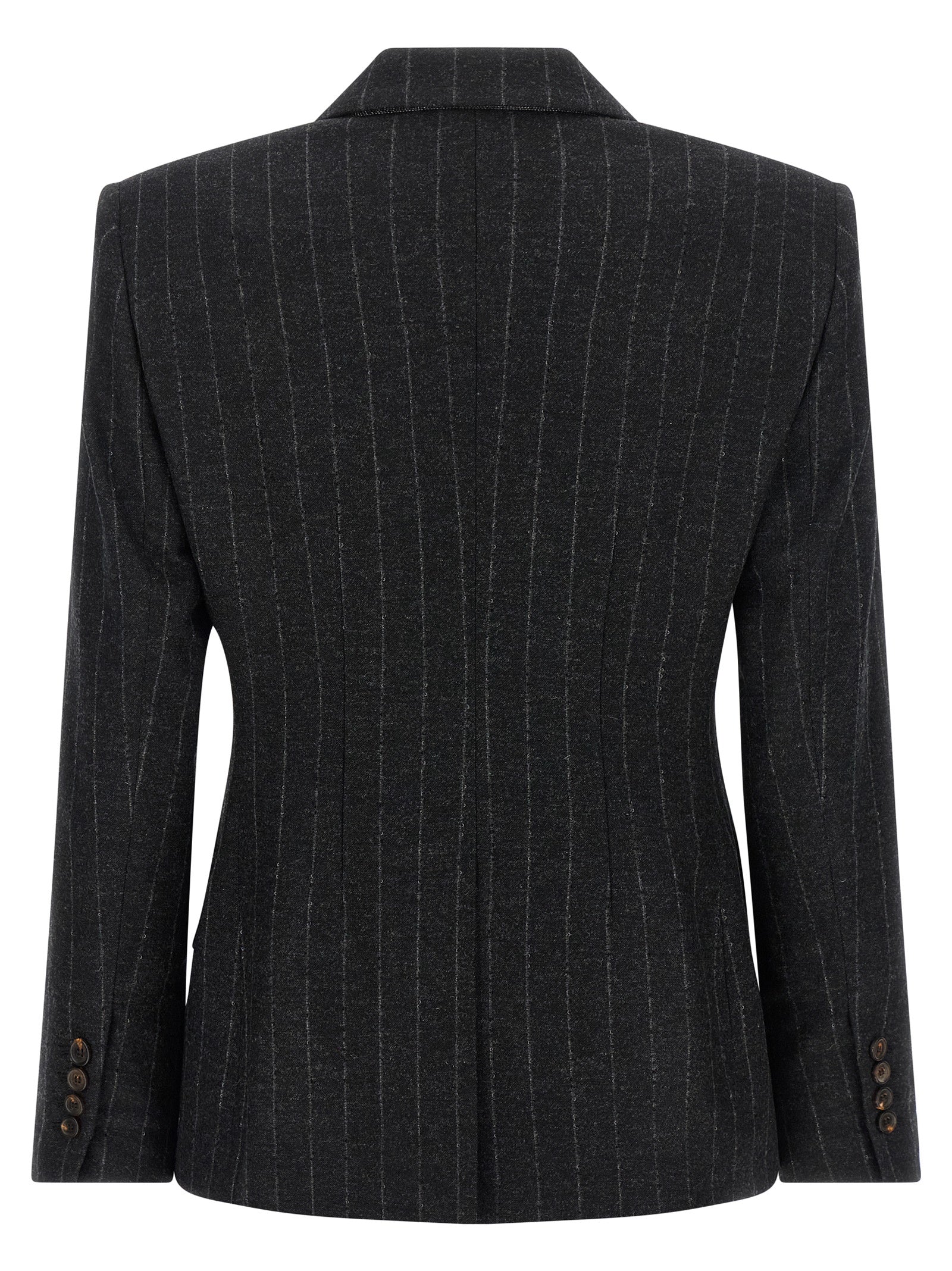 Blazer by Brunello Cucinelli for women in virgin wool cashmere gray, horn, patterned & pinstripe features an stylish silhouette, showcasing a sophisticated and stylish for a truly stylish finish.