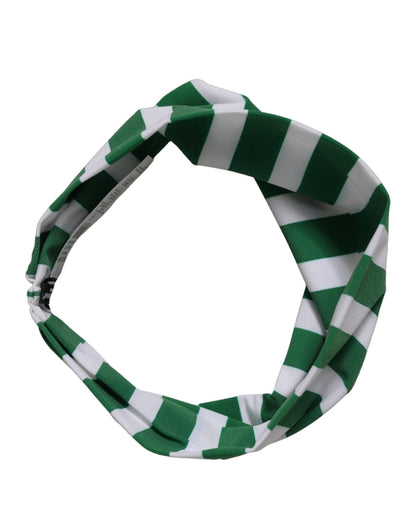 Dolce & Gabbana Cashmere Wool & Nylon Headband - Black Green White Signature Striped