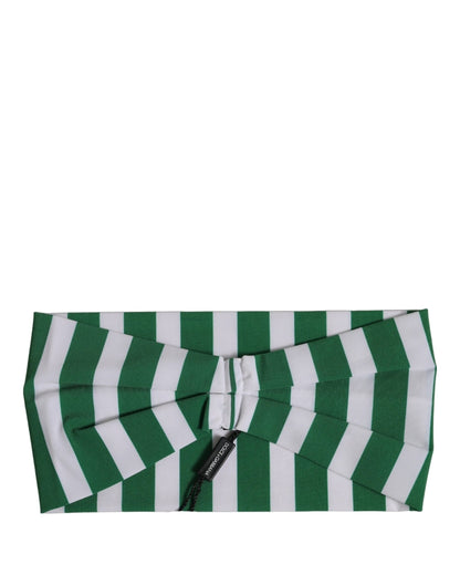 Dolce & Gabbana Cashmere Wool & Nylon Headband - Black Green White Signature Striped