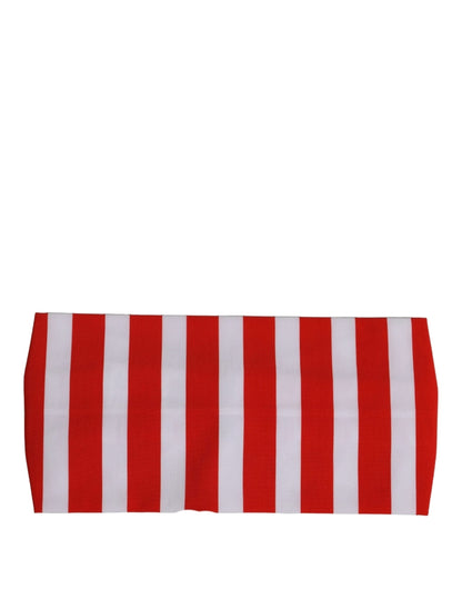 Dolce & Gabbana Stretch Nylon Headband - Red White Signature Striped