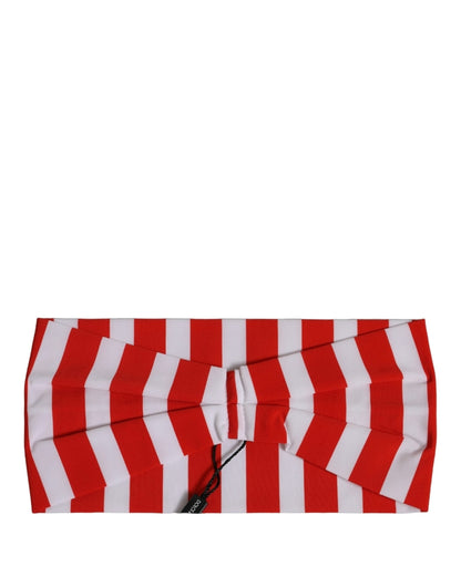 Dolce & Gabbana Red White Stripes Nylon Head Wrap One Size Headband