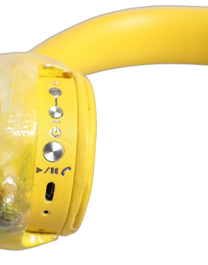 Dolce & Gabbana Yellow Vibrant Lemon Leather Headset Headphones