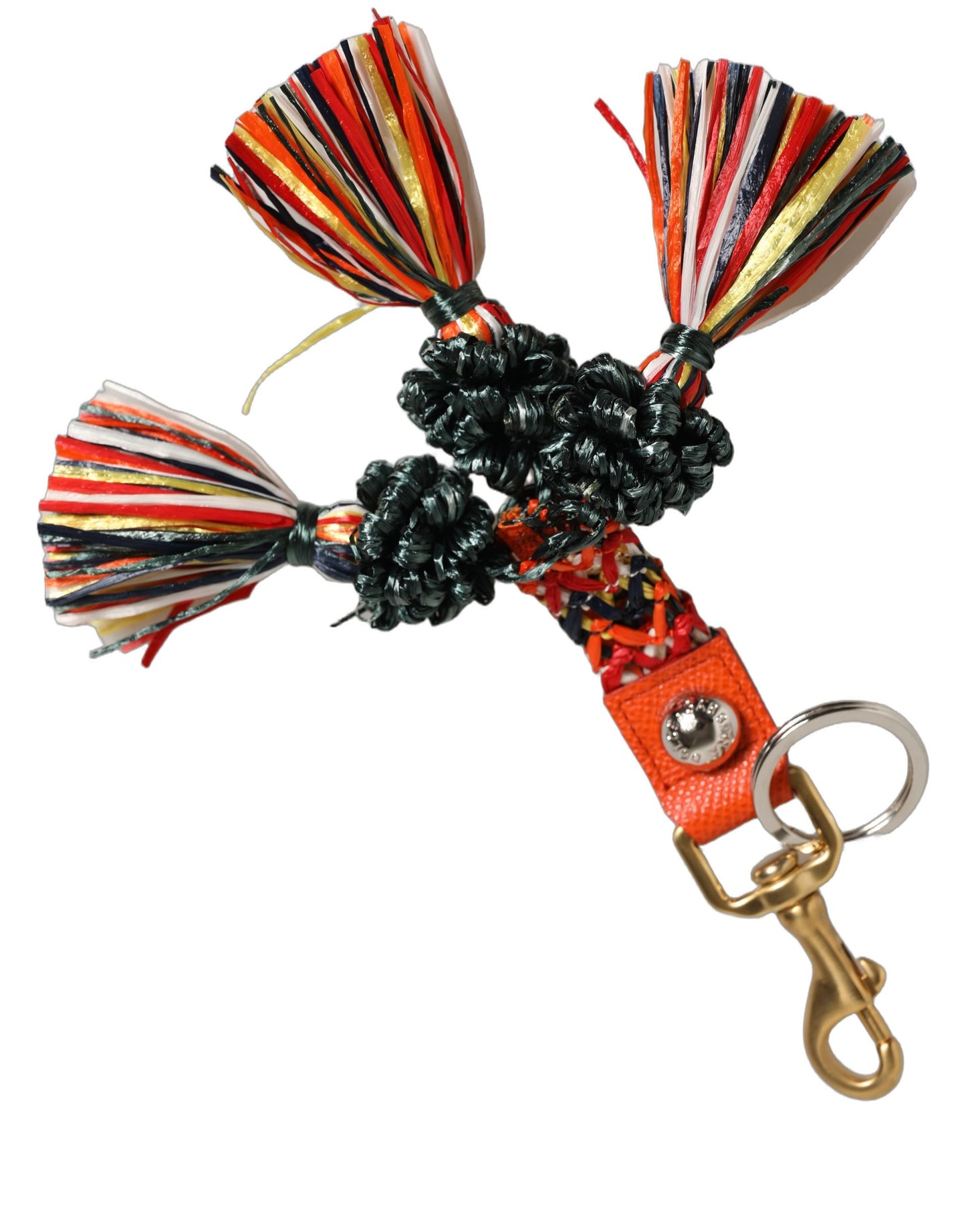 Dolce & Gabbana Raffia Leather Clasp Finder Chain Keyring Multicolor