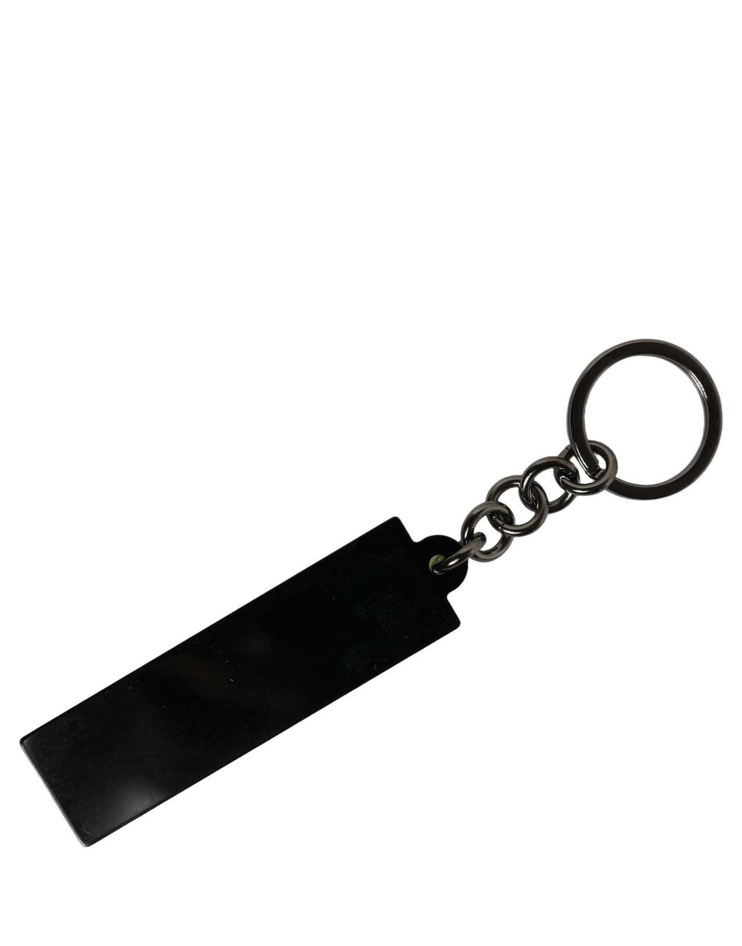 Dolce & Gabbana Neon Green Logo Print Charm Metal Keychain Keyring