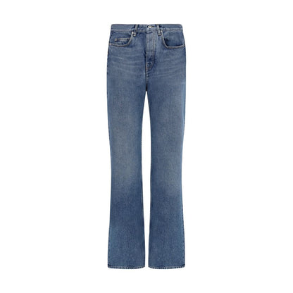 Jeans by Off-White for women in cotton denim blue & white features an sartorial straight-leg & regular-fit and long with a cut for a sartorial finish.