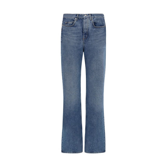 Jeans by Off-White for women in cotton denim blue & white features an sartorial straight-leg & regular-fit and long with a cut for a sartorial finish.