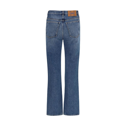 Jeans by Off-White for women in cotton denim blue & white presents a refined pantology silhouette, artfully defined by a refined pantology straight-leg & regular-fit, long, and a sophisticated .