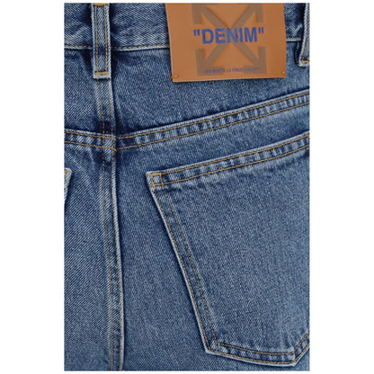 Jeans by Off-White for women in cotton denim blue & white features an sophisticated and straight-leg & regular-fit with a precise long, creating a sophisticated and sophisticated silhouette.