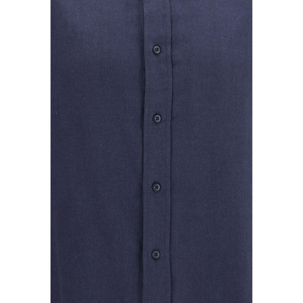 Dress Shirt by Brunello Cucinelli for men in lyocell & cotton blue & patterned showcases a sleek silhouette, elegantly detailed with a sleek and for a sleek finish.