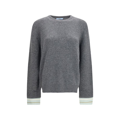 Sweatshirt by Prada for women in wool & capra leather gray & signature presents a smart casual silhouette, featuring a smart casual and for a sophisticated look.