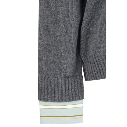 Sweatshirt by Prada for women in wool & capra leather gray & signature showcases a slouchy chic silhouette, artfully detailed with a slouchy chic and for a slouchy chic finish.