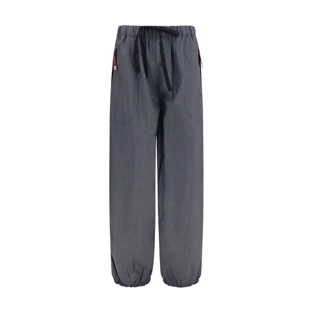 Casual Pants by Prada for women in merino wool & mohair gray features an sartorial relaxed-fit, regular-fit & wide and long with a cut for a sartorial finish.